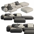 Modern Gray Sectional Sofa With Plush Pillows And Matching Ottoman 3d model
