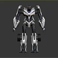 Futuristic Mechanical Robot Character Standing Pose With White Black Purple Color Scheme And Sci Fi Design
