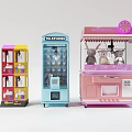 Colorful Amusement Equipment Including Telephone Booth Style Claw Machines And Vending Machines