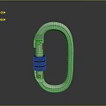 Shiny Silver Metallic Carabiner With Black Locking Mechanism And Smooth Reflective Surface