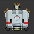 Smart Machine With Yellow Propellers Labs Logo White Red Striped Wheels 3d model