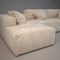 Beige L Shaped Sectional Sofa With Plush Cushions Modern Upholstered Design 3d model
