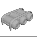 White 3D Printed Mechanical Component With Three Cylindrical Tubes And Frame