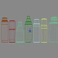 Daily Cleaning Skincare Products With Various Colored Bottles And Elegant Designs