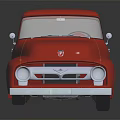Red Vintage Classic Pickup Truck Model With Shiny Exterior And Reflective Surface