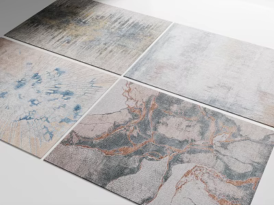 Modern Square Rugs With Various Abstract Patterns And Textured Designs For Living Room 3d model