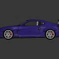 Purple Sports Car With Rear Spoiler Sleek Design Blue Headlights And Alloy Wheels
