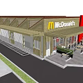 McDonald's Restaurant Exterior With Golden Arches Large Windows And Outdoor Seating Area