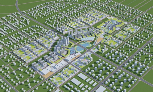 Aerial View Urban Planning City 3d model