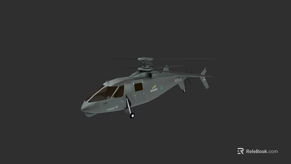 Gray Military Helicopter 3D Model With Sleek Design And Rotor System 3d model 