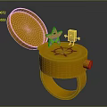 SpongeBob And Patrick Star In Golden Open Box With Circular Base And Shiny Surface 3d model