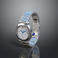 Stylish Silver Stainless Steel Wristwatch With White Dial And Blue Hands