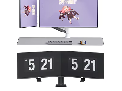 Modern Dual Computer Monitors With Adjustable Stand And Digital 3d model
