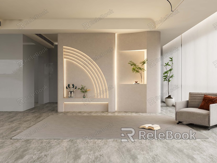 Cream-Silent Wind Arc Partition Entrance model