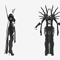 Elaborate Dark Gothic Outfit With Spiked Decorations And Intricate Structured Design