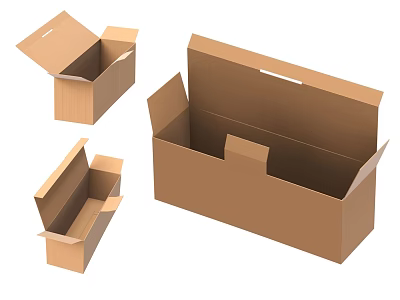 Open Corrugated Cardboard Boxes In Different Sizes For Packaging Use 3d model