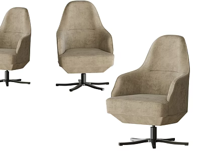Set of Three Modern Beige Upholstered Office Chairs with Swivel Base and Ergonomic Design 3d model