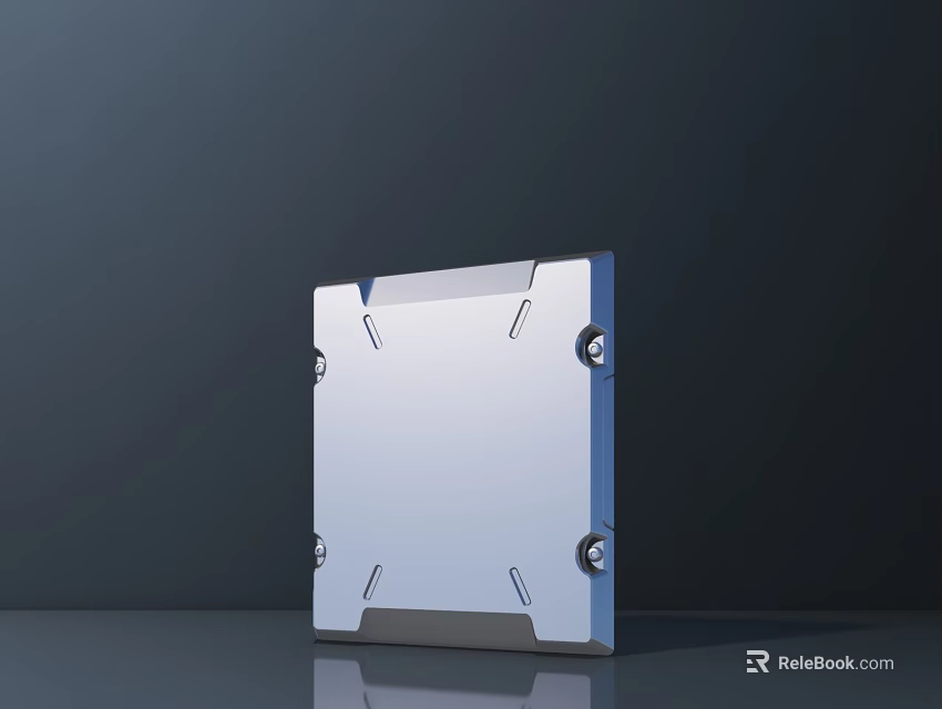 Square Silver Building Exterior Wall Panel With Corner Screws And Metal Surface 3d model 