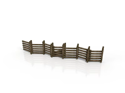 Rustic Curved Wooden Fence Structure With Horizontal Planks For Garden Enclosure 3d model