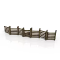 Rustic Curved Wooden Fence Structure With Horizontal Planks For Garden Enclosure