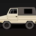 Beige Compact Off-Road Car With Gray Roof And Rugged Tires Design
