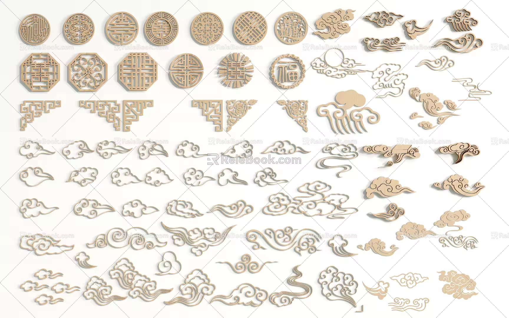 Chinese-style Carved Carved Pattern Totem Window Carved Pane 3d model