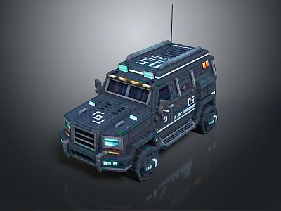 Futuristic Armored Vehicle with Roof Antenna LED Lights and Tactical Design 3d model