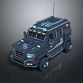 Futuristic Armored Vehicle with Roof Antenna LED Lights and Tactical Design