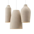 Three Textured Beige Pendant Lights Hanging Modern Interior Decor Design 3d model