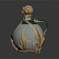 Exquisite Green Jade Pendant With Golden Lion Head And Leaf Base Design