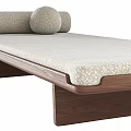 Modern Beige Sofa Bench With Fabric Cushion Wooden Frame And Round Decorative Pillows