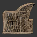 Natural Rattan Furniture Set With Two Chairs And Small Round Table