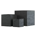 Black Cube Shaped Ceramic Vessels With Various Sizes And Textured Surface 3d model