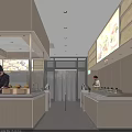 Restaurant Kitchen Interior With Service Counter Staff And Digital Menu Screen