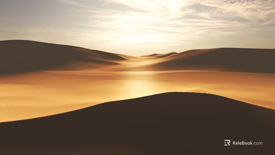 Tranquil Park Landscape With Green Lawn Trees And Sunset Sky View 3d model