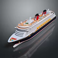 Luxury Cruise Ship With Multiple Decks Red Black Funnels And Yellow Lifeboats