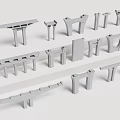 Various Concrete Bridge Structures And Architectural Model Designs On 3d model