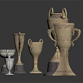 Ornate Metal Award Trophies Collection With Various Designs And Decorative Bases