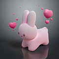 Cute Pink Rabbit Toy With Floppy Ears And Heart Shaped Bubbles