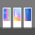 Three Modern Standing Digital Billboards With Colorful Gradient Screens For Advertising