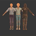 Three Men Standing Together With Arms Outstretched In Different Outfits
