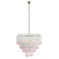 Elegant Modern Layered Chandelier With Green Gradient Glass Columns Design