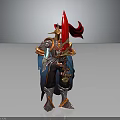 Heroic Warrior Character In Ornate Armor With Red Cape And Magical Creature Elements 3d model
