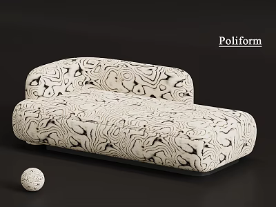 Poliform Modern Chaise Lounge With White And Black Marble Pattern Design 3d model