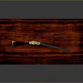 Vintage Shotgun On Red Wood Tray With Gold And Black Components Showcasing Rich Wooden Texture