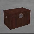Dark Brown Wooden Box With Classic Wood Grain And Metal Lock Design