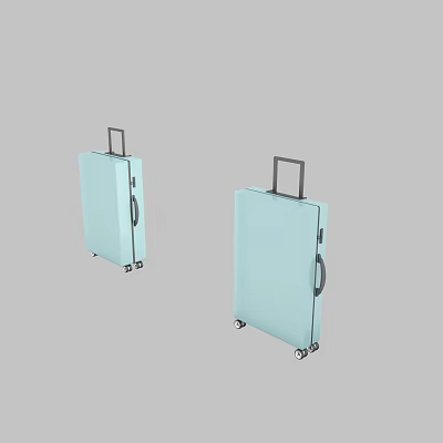 Two Light Blue Sleek Suitcases With Black Handles And Rolling Wheels 3d model Two Light Blue Sleek Suitcases With Black Handles And Rolling Wheels 3d model