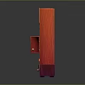 Red Triangular Furniture Shelf with Open Doors Books Small Items and Bottom Drawer