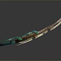 Ornate Bronze Blade With Green Accents And Intricate Handle Design Details