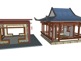 Chinese style pavilion antique square pavilion 3d model